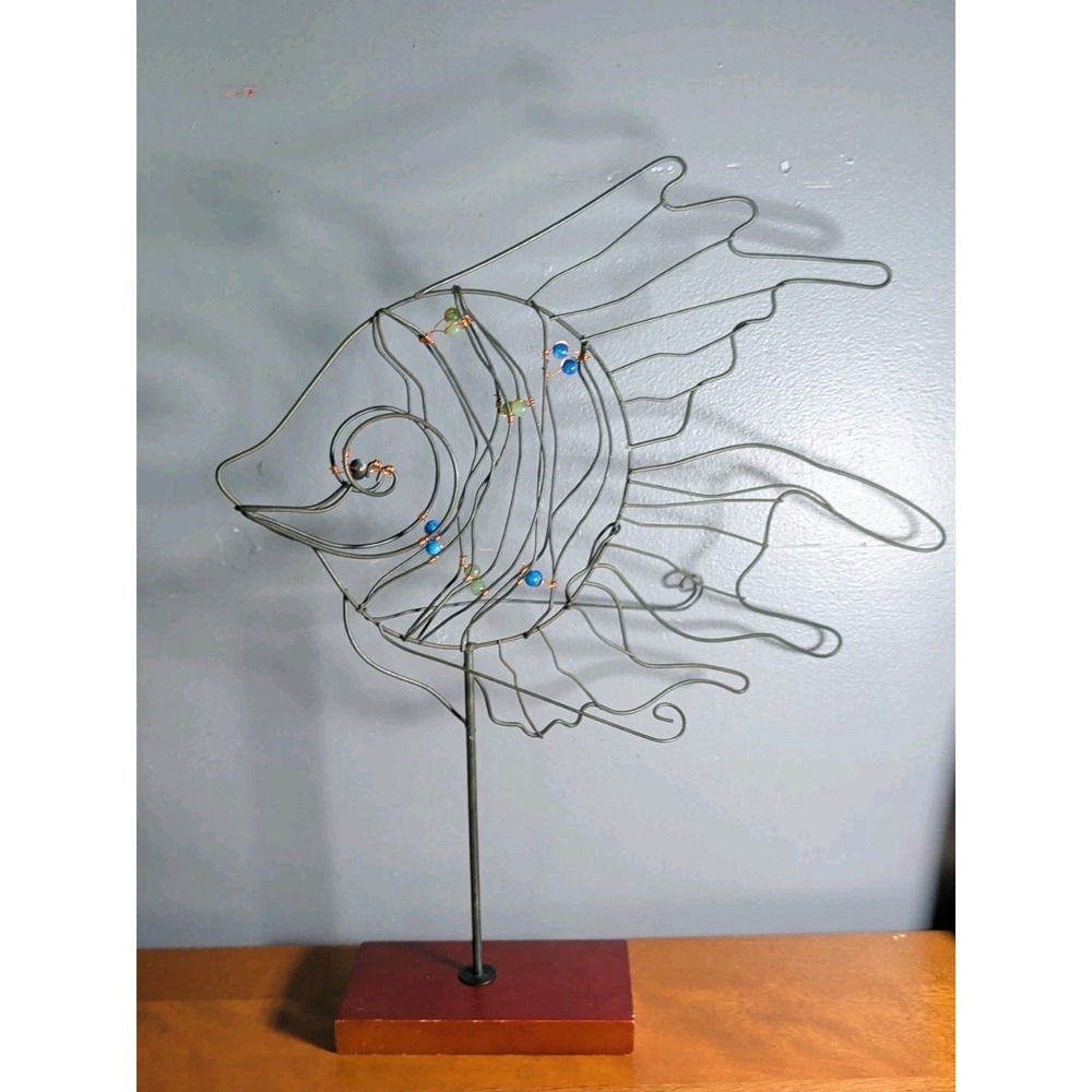 Vintage Metal Wire Fish Art Sculpture‎ Figure Nautical Sea life Ocean Decor